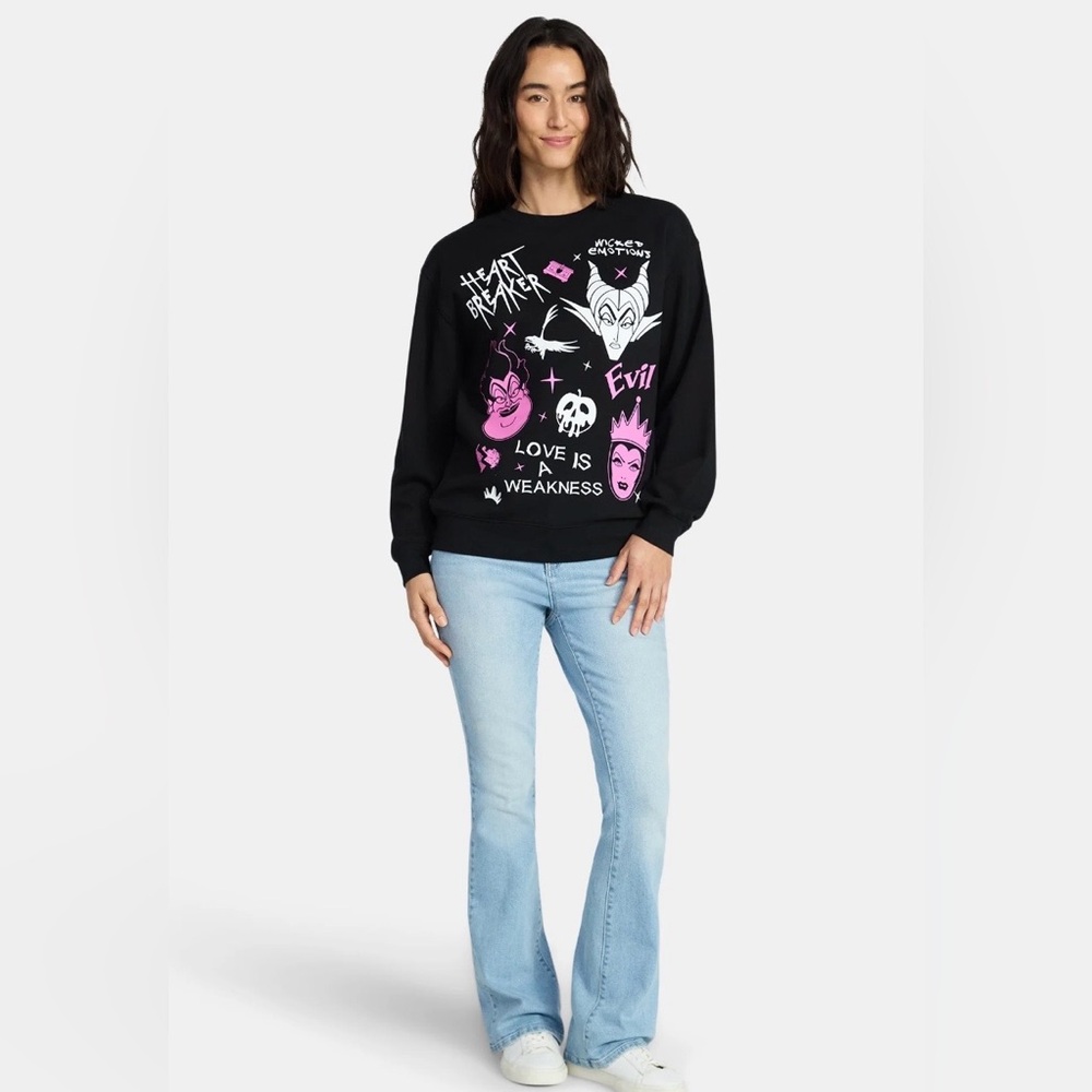Disney Villains Women's Graphic Sweatshirt Black size Large New without tag - Picture 3 of 4